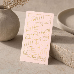 Moderne geometrische Art Deco Faux-Gold/Rosa Desig Visitenkarte