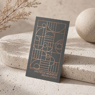 Moderne geometrische Art Deco-Faux-Roségold/Grau Visitenkarte