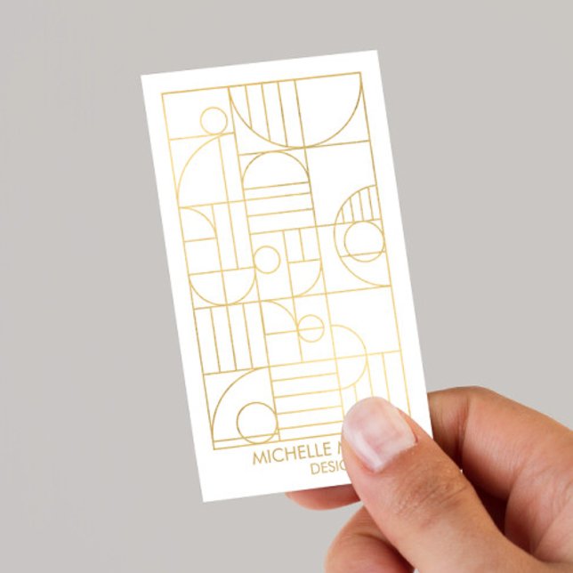 Moderne geometrische Art Deco Imitate Gold Designe Visitenkarte (Von Creator hochgeladen)