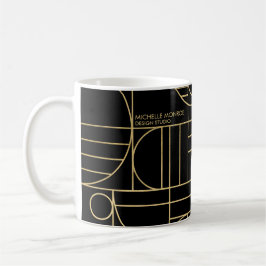 Moderne geometrische Art Deco Imitate Gold/Schwarz Kaffeetasse