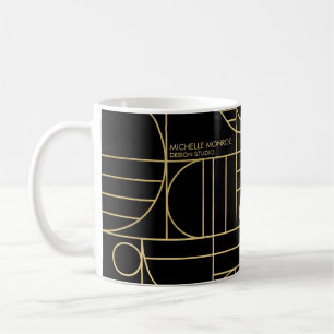 Moderne geometrische Art Deco Imitate Gold/Schwarz Kaffeetasse