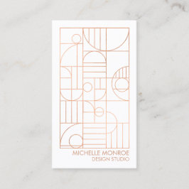 Moderne geometrische Art Deco Imitate Rose Gold De Visitenkarte