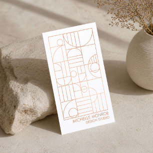 Moderne geometrische Art Deco Imitate Rose Gold De Visitenkarte