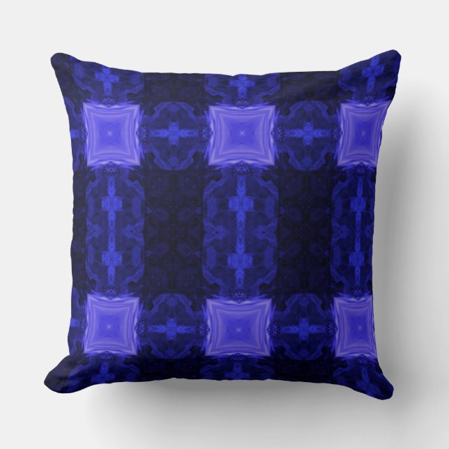 Moderne geometrische Art Saphiire Blue Navy Pillow Kissen (Vorderseite)