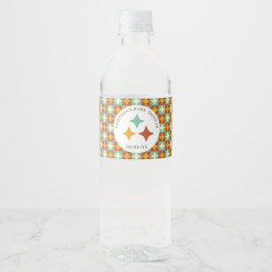 Moderne geometrische Babydusche Mitte des Jahrhund Wasserflaschenetikett