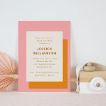 Moderne geometrische Babydusche Rosa und Orange Einladung<br><div class="desc">Moderne geometrische,  fett rosa und orange Stilvolle Kinderdusche Einladung</div>