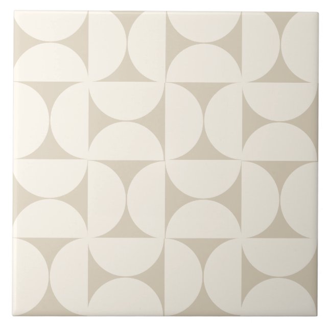Moderne geometrische Beige Semi-Kreisen Tile Fliese (Vorderseite)