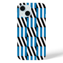 Moderne geometrische blau-schwarze und weiße Op-Ar