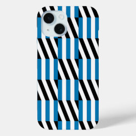 Moderne geometrische blau-schwarze und weiße Op-Ar Case-Mate iPhone Hülle