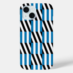 Moderne geometrische blau-schwarze und weiße Op-Ar Case-Mate iPhone Hülle