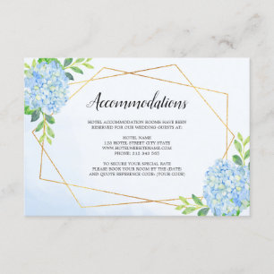 Moderne geometrische blaue Hydrangea Unterkünfte Begleitkarte