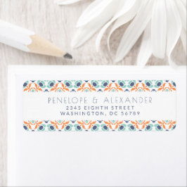 Moderne geometrische blaue Orange-Rücksendeadresse