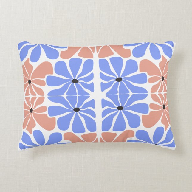 Moderne geometrische Blumengestaltung - Blau- und  Dekokissen (Vorderseite)