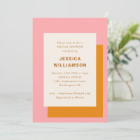 Moderne geometrische Brautparty in Rosa und Orange