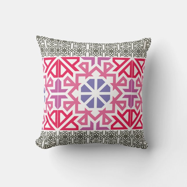 Moderne geometrische bunte Boho-Muster Kissen (Vorderseite)