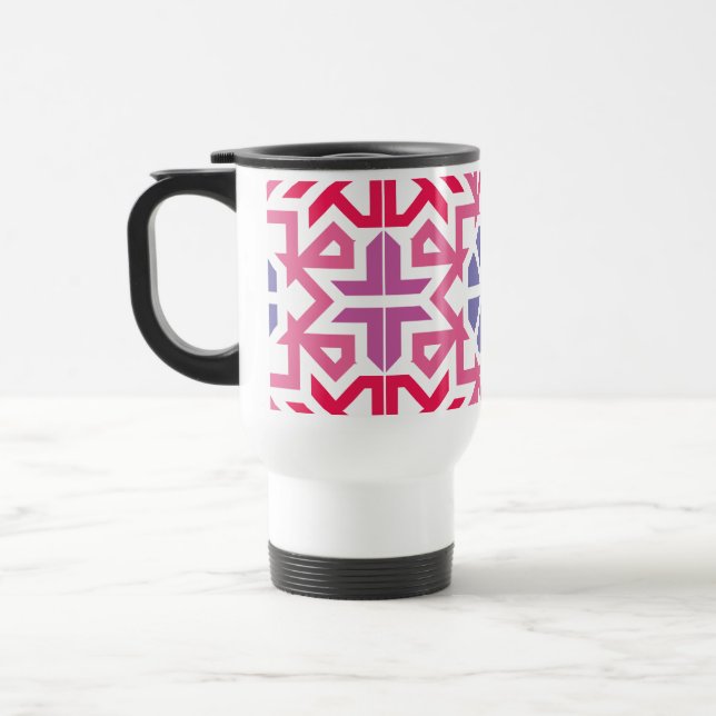 Moderne geometrische bunte Boho-Muster Reisebecher (Links)