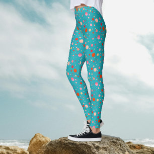 Moderne geometrische bunte Kreise auf Türkis Leggings