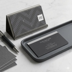 Moderne geometrische Charcoal-Grau-Chevron-Muster Visitenkarte