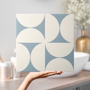 Moderne geometrische Coastal Blue Semi Circles Til Fliese