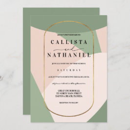 Moderne geometrische Darstellung Grüne, rosa Hochz Einladung