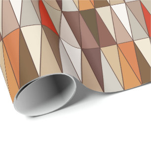 Moderne geometrische Dreiecke, Beige, Brown, rot Geschenkpapier