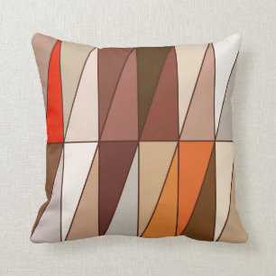 Moderne geometrische Dreiecke, Beige, Brown, rot Kissen