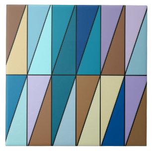 Moderne geometrische Dreiecke, Blau und Kaffeebrot Fliese