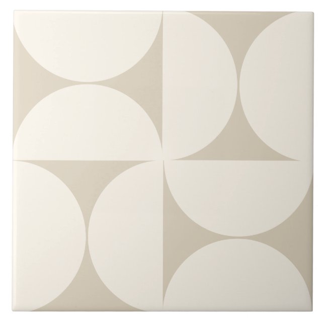 Moderne geometrische Elegante Beige Semi-Kreise Ti Fliese (Vorderseite)