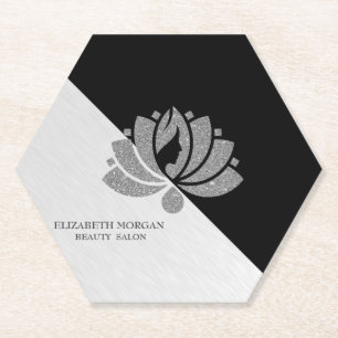 Moderne geometrische elegante Silber-Glitter-Lotus Untersetzer