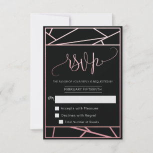 Moderne geometrische falsche Roségold-RSVP RSVP Karte