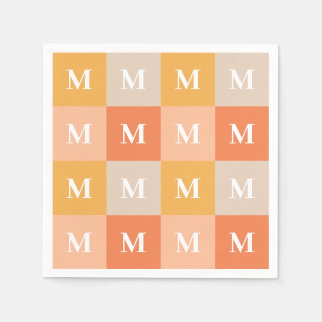 Moderne geometrische Farbblock-Monogramme Serviette (Vorderseite)