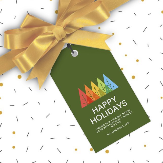 Moderne geometrische Farbe überschneidet Weihnacht Geschenkanhänger (Von Creator hochgeladen)