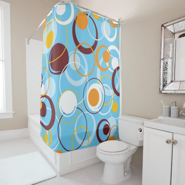 Moderne geometrische Farbkreise Gestaltungsmuster Duschvorhang (Beispiel)