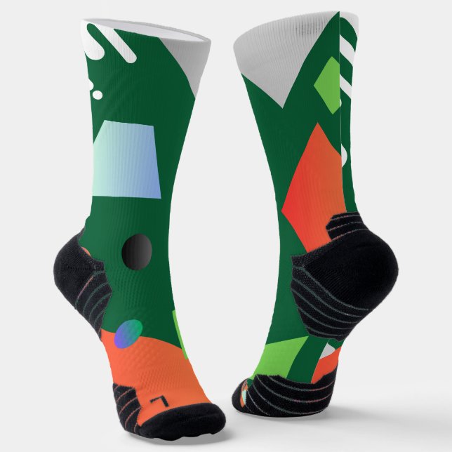 Moderne geometrische Farbvariante Grün Socken (Gewinkelt)