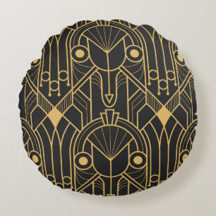 Moderne geometrische Fliesen Art Deco Rundes Kissen