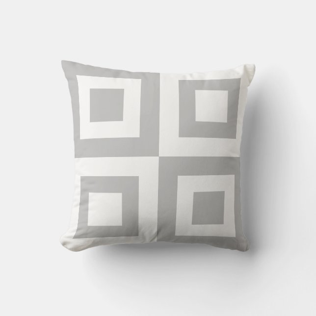 Moderne geometrische Form aus hellem Grau und weiß Kissen (Vorderseite)