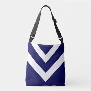 Moderne geometrische Form in Navyblau und Weiß Tragetaschen Mit Langen Trägern