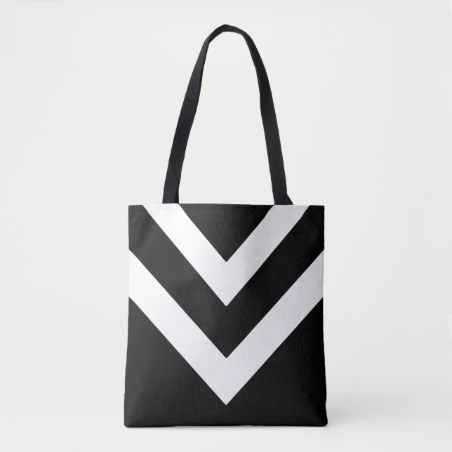 Moderne geometrische Form in Schwarz-Weiß-Tasche (Vorderseite)