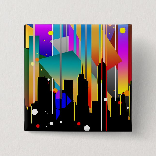 Moderne geometrische Formen in New York Abstrakt Button (Vorderseite)