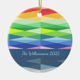 Moderne geometrische Formen Rainbow Personalisiert Keramik Ornament