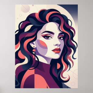 Moderne geometrische Frauenporträt Poster