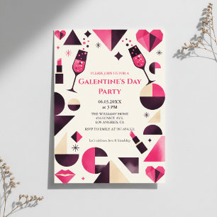 Moderne geometrische Galentine-Einladung Einladung