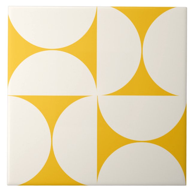 Moderne geometrische gelbe Halbkreise Tile Fliese (Vorderseite)