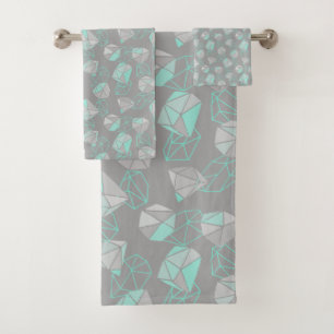 Moderne geometrische Gemische Muster Gray & Aqua Badhandtuch Set
