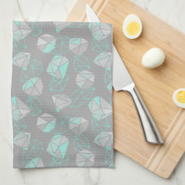 Moderne geometrische Gemische Muster Gray & Aqua Geschirrtuch
