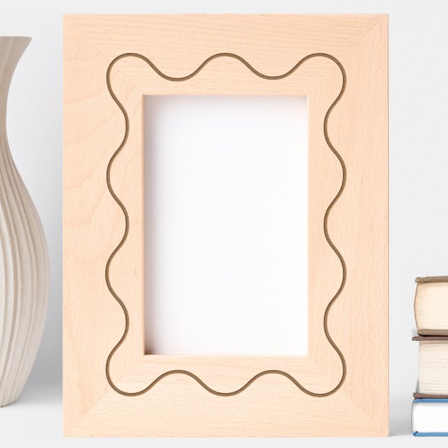 Moderne geometrische Geometrie Geätzte Rahmen (Simple modern wavy pattern etched wooden photo frame)