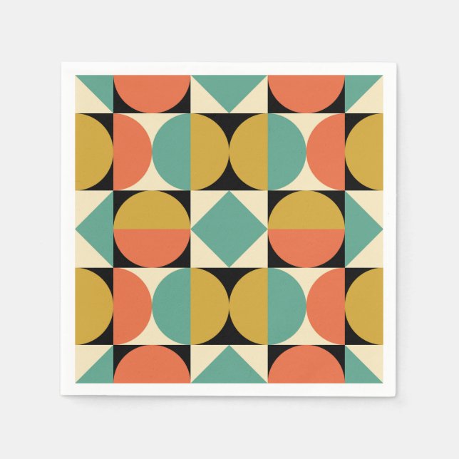 Moderne geometrische Gestaltung aus der Mitte des  Serviette (Vorderseite)