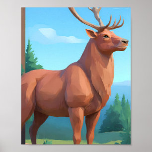 Moderne geometrische Gestaltung: Low-Poly-Rentier  Poster