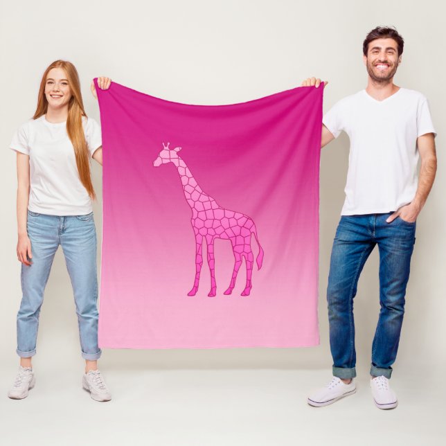 Moderne geometrische Giraffe, Fuchsia und Light Pi Fleecedecke (Beispiel)