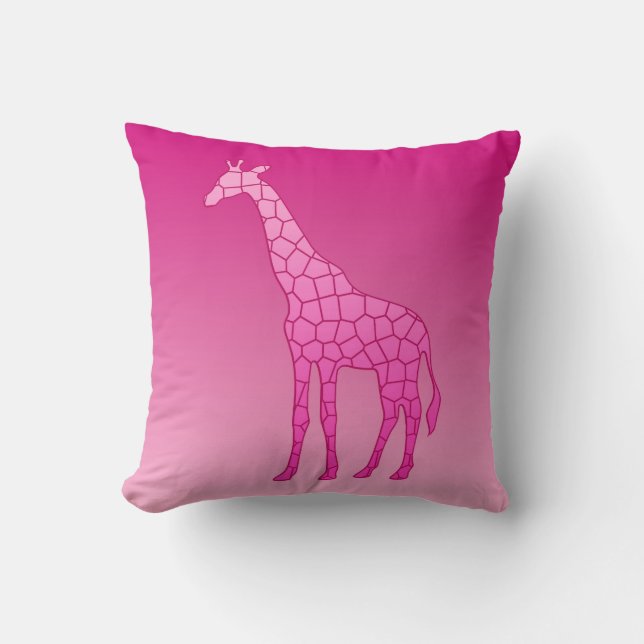 Moderne geometrische Giraffe, Fuchsia und Light Pi Kissen (Vorderseite)